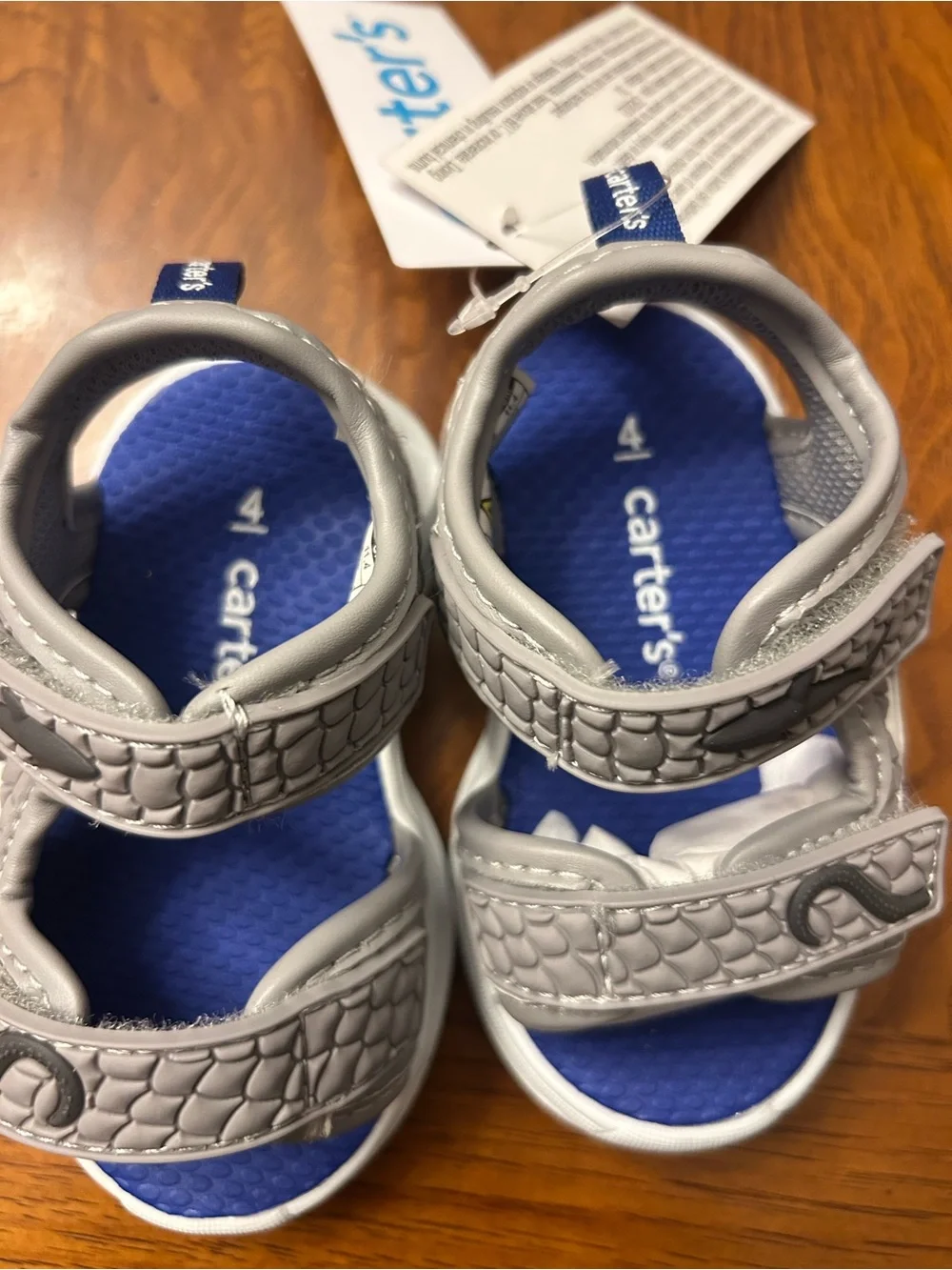 NWB-Carter's Gray and Blue Boys' Sporty Light-Up Hook-and-Loop Sandals